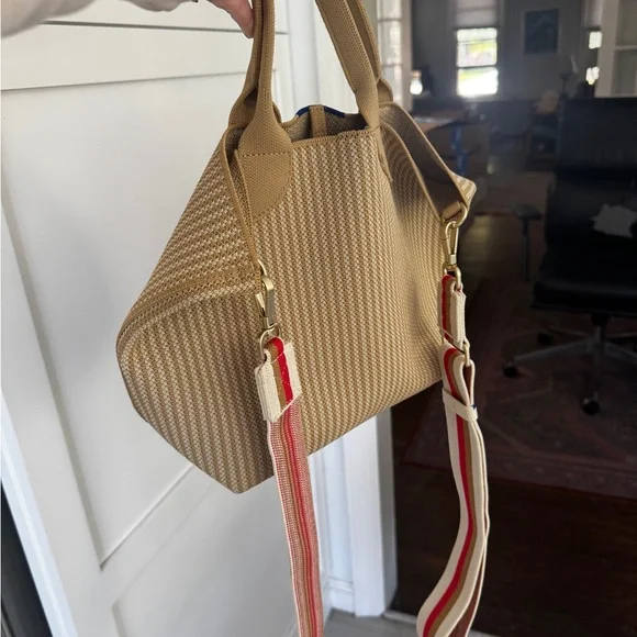 Rothy's Petite Lightweight Tote in Brown Sugar w crossbody strap - Picture 4 of 5